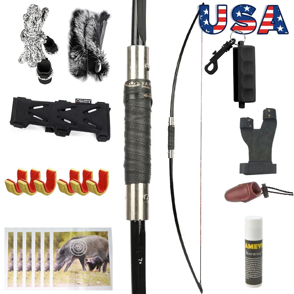 60/65/70Ibs Takedown English Longbow Arrow Set 64.5'' Bow for Adults Archery Hunting Shooting Target RH LH Outdoor Sports