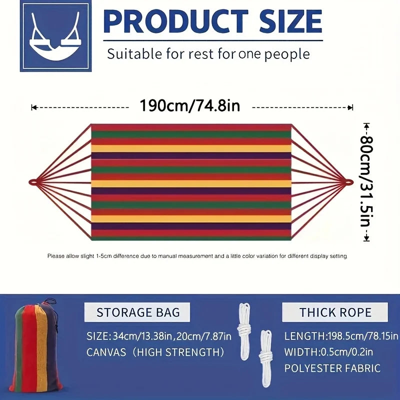 Double Hammock 2 Person Canvas Cotton Hammock with Tree Straps for Patio Garden Backyard Outdoor and Indoor (Red, Blue)
