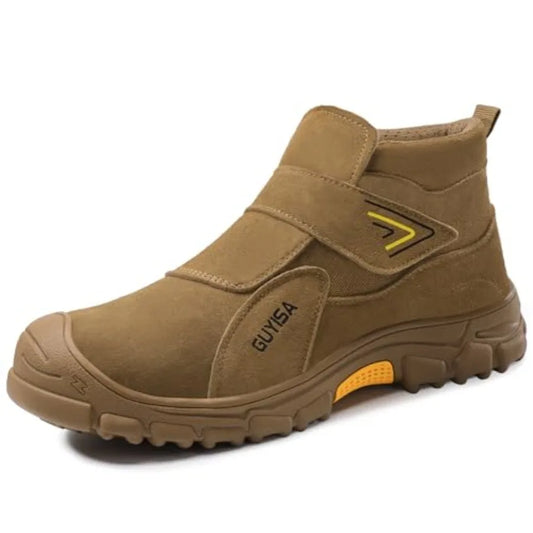GLANOUDUN Steel Toe Boots for Men Slip on Work Boots for Men Comfortable Safety Boot Indestructible Construction Footwear Lacel