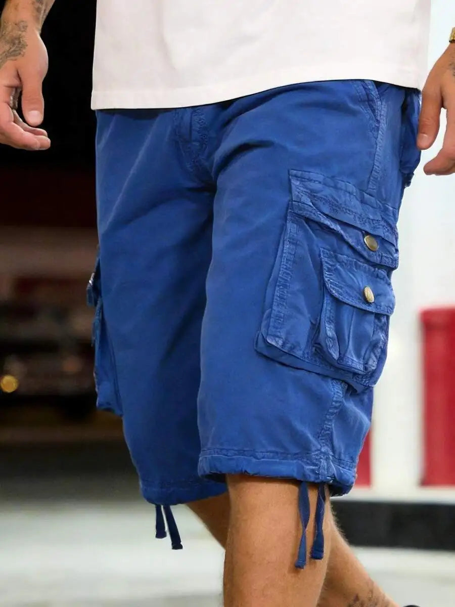Men's Solid Color Cargo Shorts Cotton Washed Multi-Pocket Waist Lightweight Breathable For Daily Commute Outdoor Camping Beach