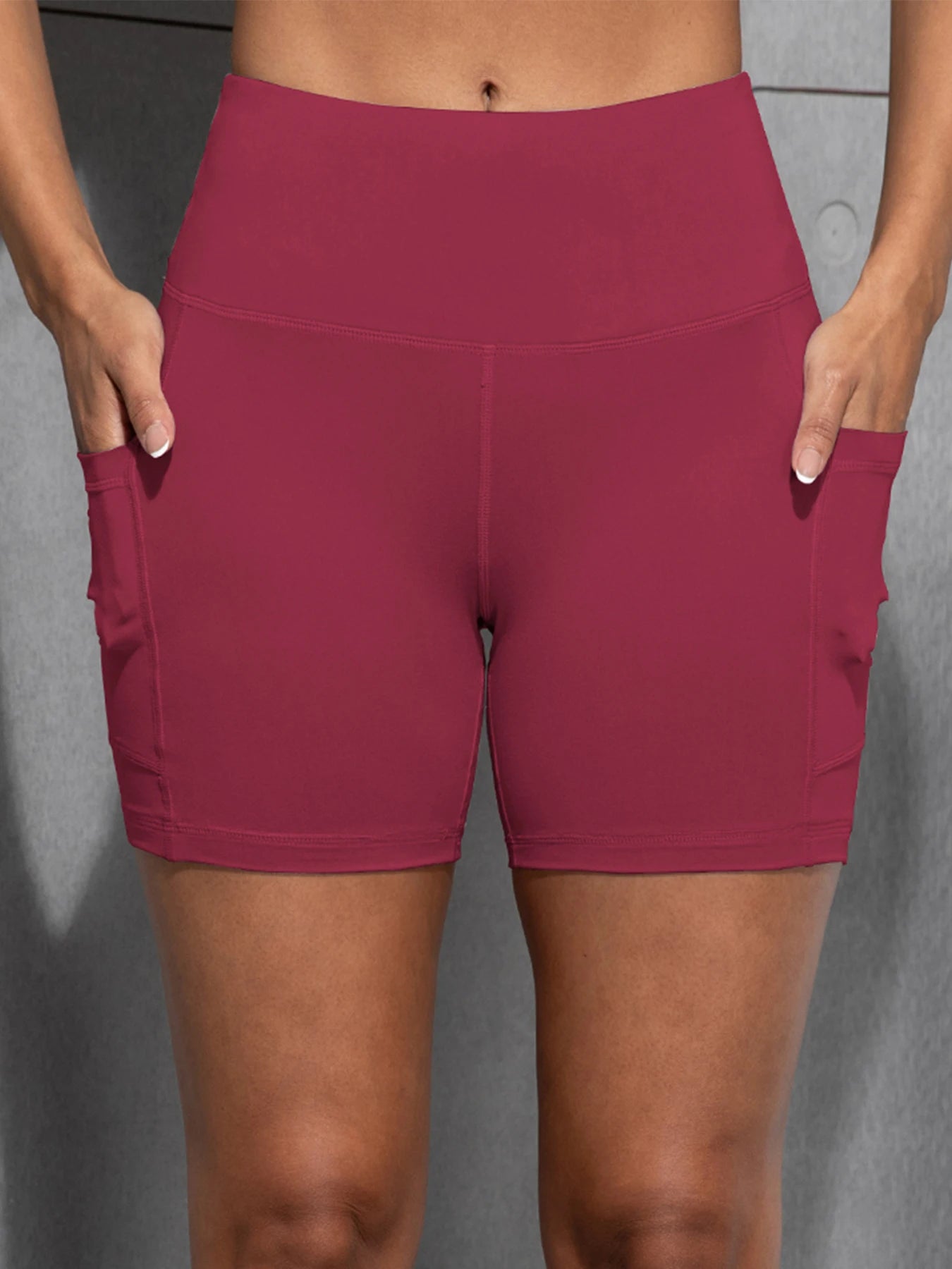 CHRLEISURE Yoga Shorts with Pockets High Waist Butt Lifting Cycling Tight Elastic Slim Running Fitness Women Shorts Sportswear