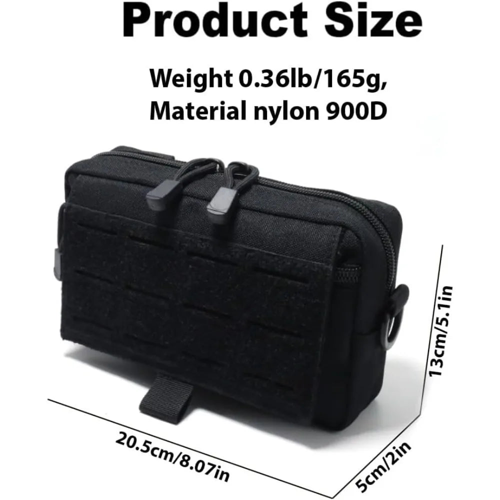 Tactical Admin Pouch Molle EDC Tool Bag Laser-Cut Design EMT First Aid Kit Includes Flag & Cross Patch