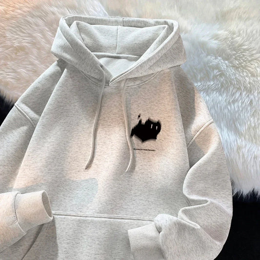 Hoodie Women's Trendy Brand Versatile Hong Kong Style High Street American Printed Top Autumn and Winter Coat