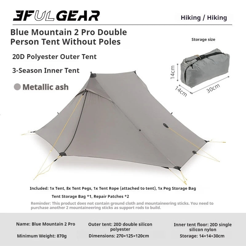 3F UL GEAR LanShan 2 Pro Roof Tent Ultralight Double Layer Tent for 2 Persons Outdoor Camping Hiking Trekking 3/4 Season