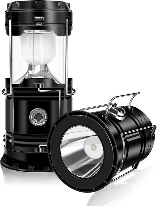 Portable Foldable LED Camping Lamp, Solar Self-Charging Waterproof, Outdoor Hiking, Home Power Outage Emergency Lighting