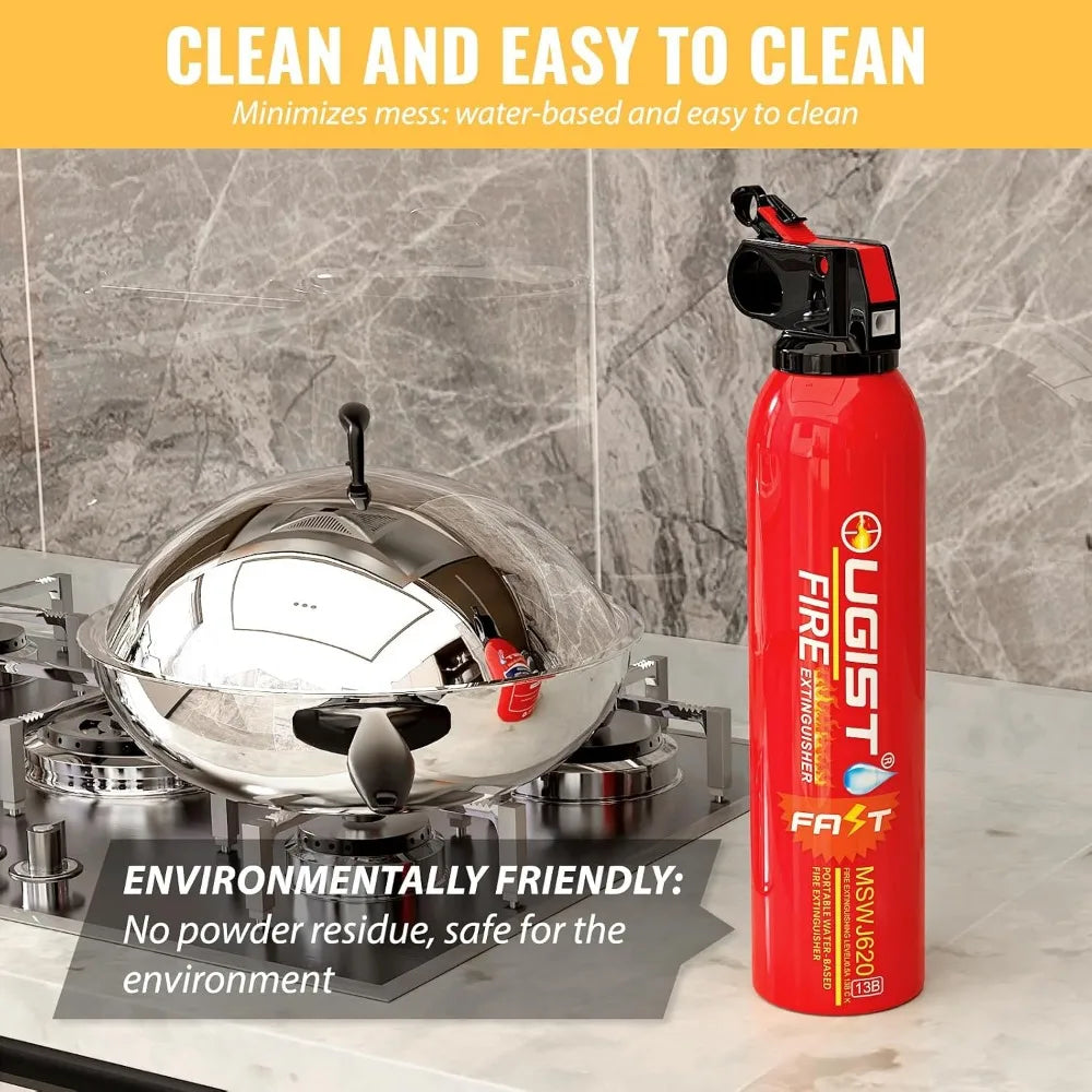 Portable Fire Extinguisher 6-Pack, 21oz Each, Water-Based for Home Kitchen Car Camping, Quick Response, No Residue