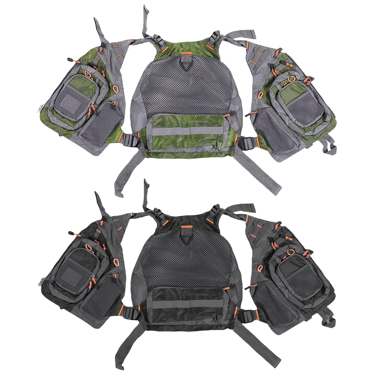 Fishing Vest Adjustable Strap Lightweight Quick Dry Mesh Shoulder Pad Multi-Pocket Vest for Fishing Adventure