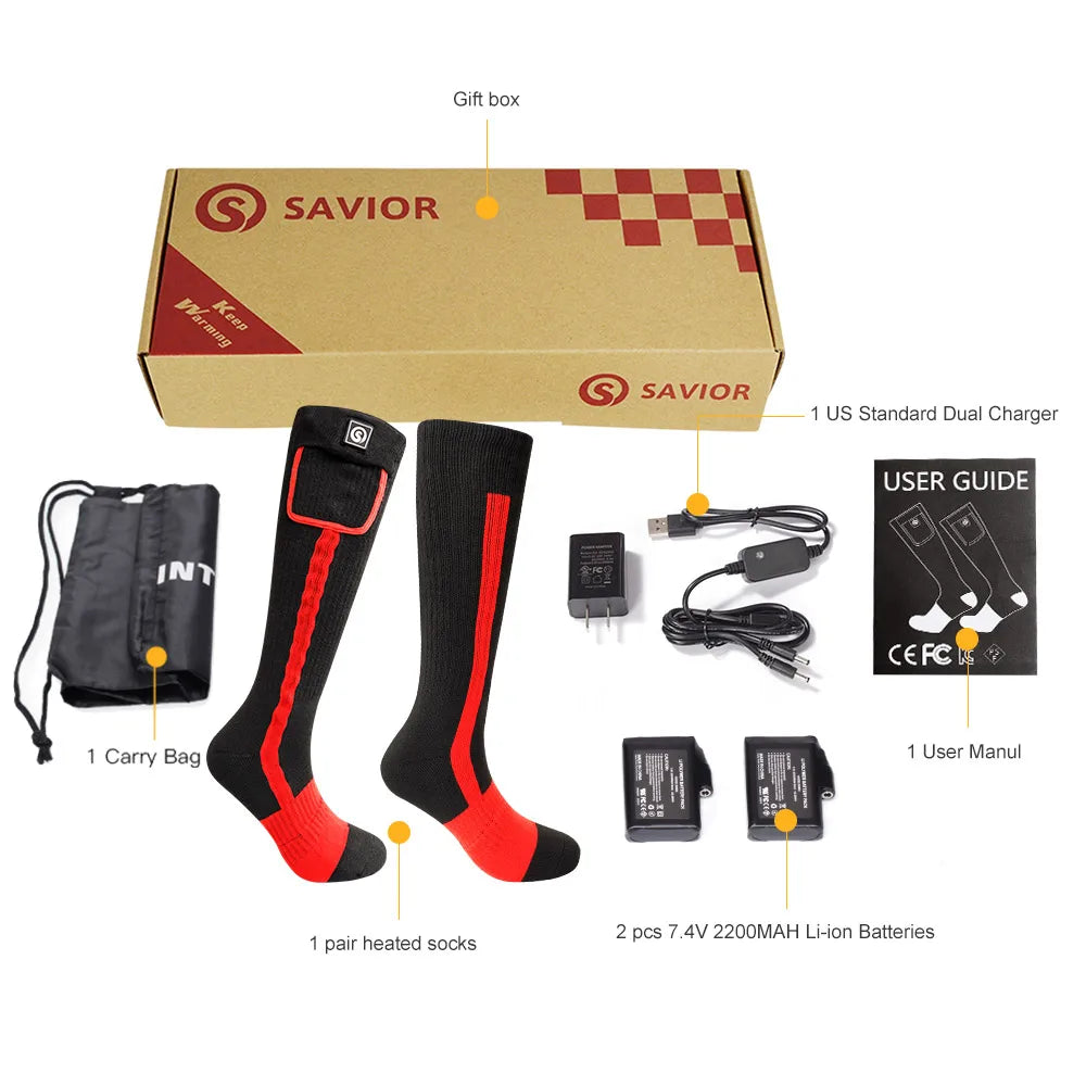 Brand Winter Heated Socks Rechargeable Heating Socks 2200 mAh Heated Socks Warmth Outdoor Heated Boots Snowmobile Winter Skiing