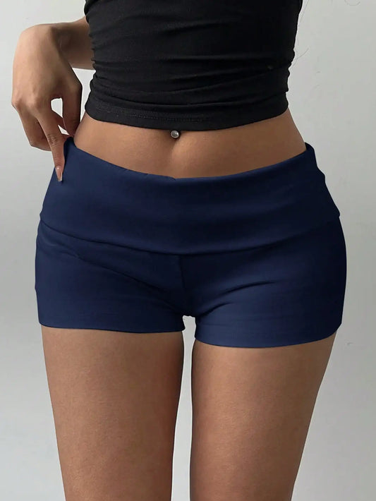 BASICS Women's Casual Solid Color Knit Low Waist Fitted Sports Shorts Sexy Shorts For Women Stretchy Shorts For Woman/Summer