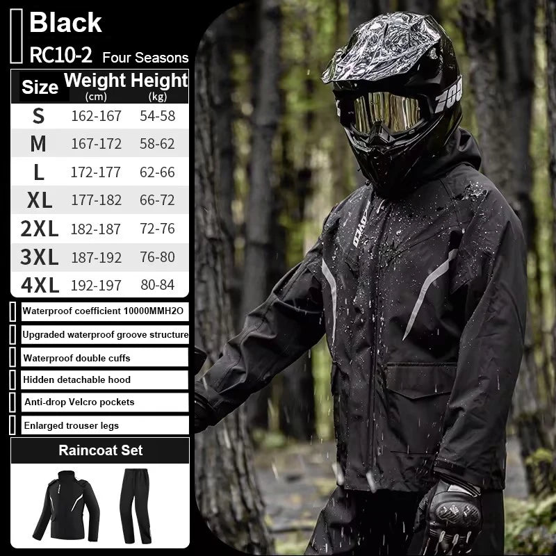 SCOYCO Motorcycle Raincoat Suit Men Rainstorm Prevention Split Rain Jacket Pants Camping Hiking Fishing Motorbike Rider Raincoat