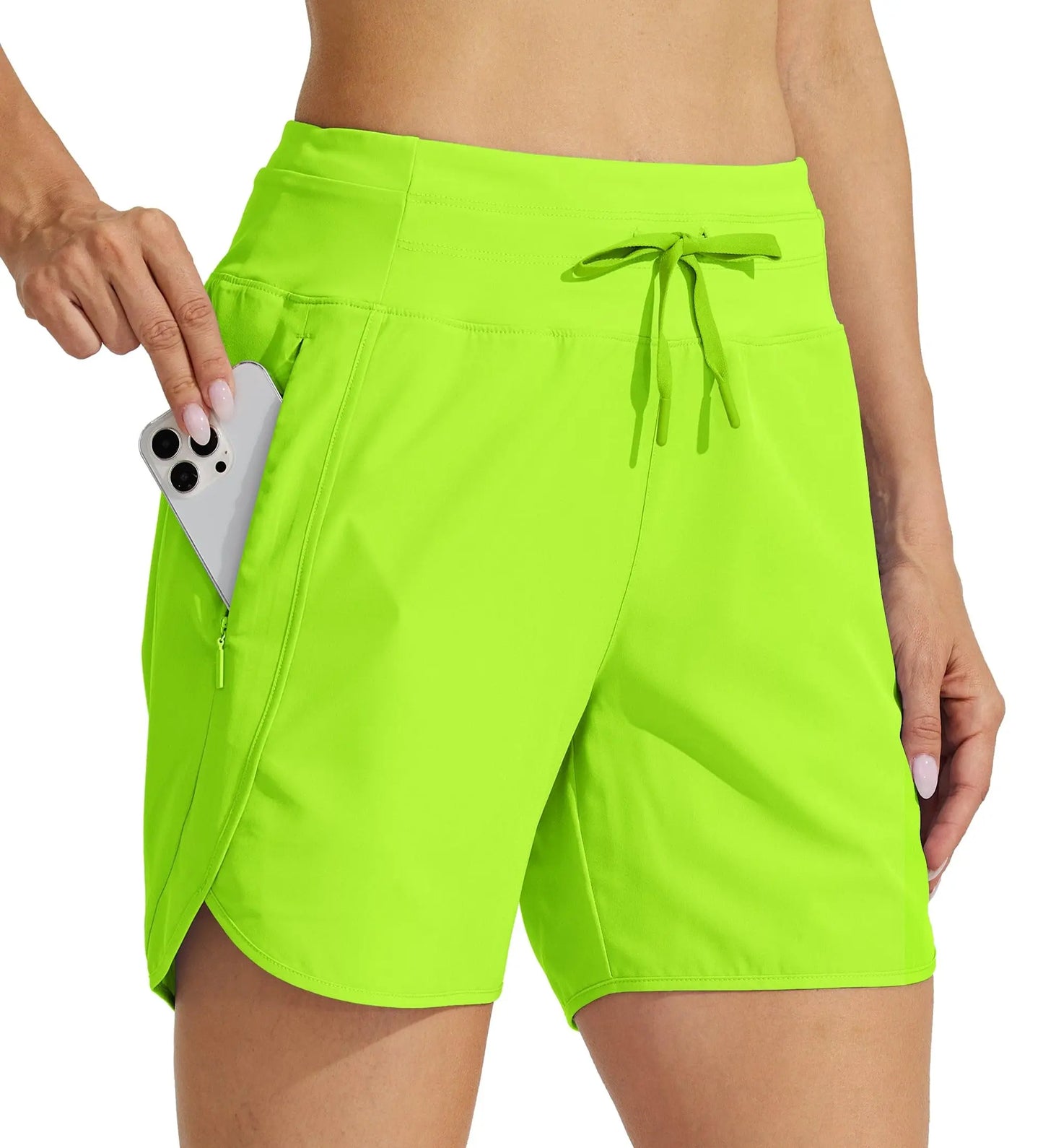 2026 Summer Women High Waist Solid 5 Inch Slim Running Shorts Quick Dry Athletic Hiking Gym Workout Multi Color