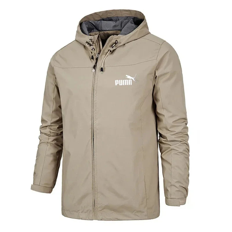2026 New Men's Hooded Waterproof Jacket Windproof Lightweight Outdoor Camping Hiking Mountaineering Sports Long Sleeve Coat