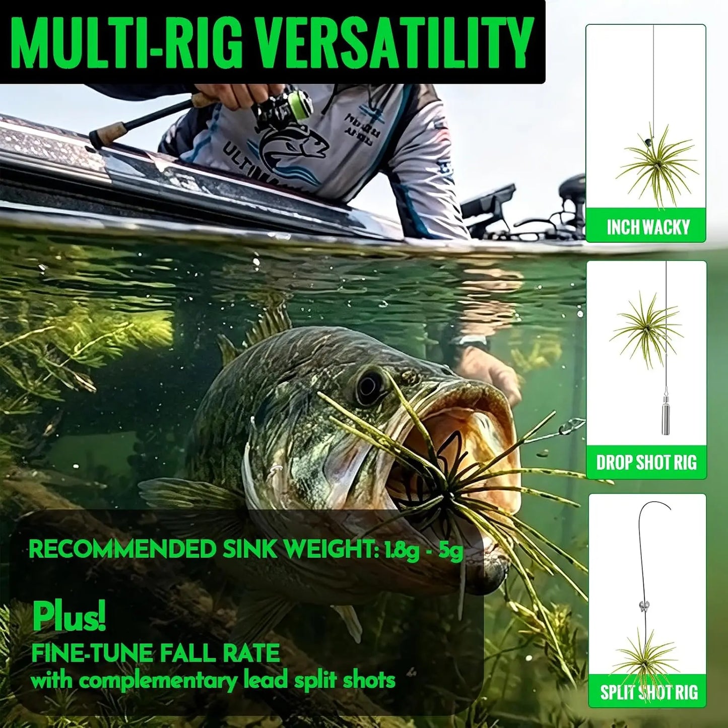 Soft Plastic Creature Bait Dice Baits for Bass Fishing - 1.5/2.7/3.5/4.3/5.1 inches Fuzzy Lures with Rubber Legs, Freshwater Tumbleweed Lures