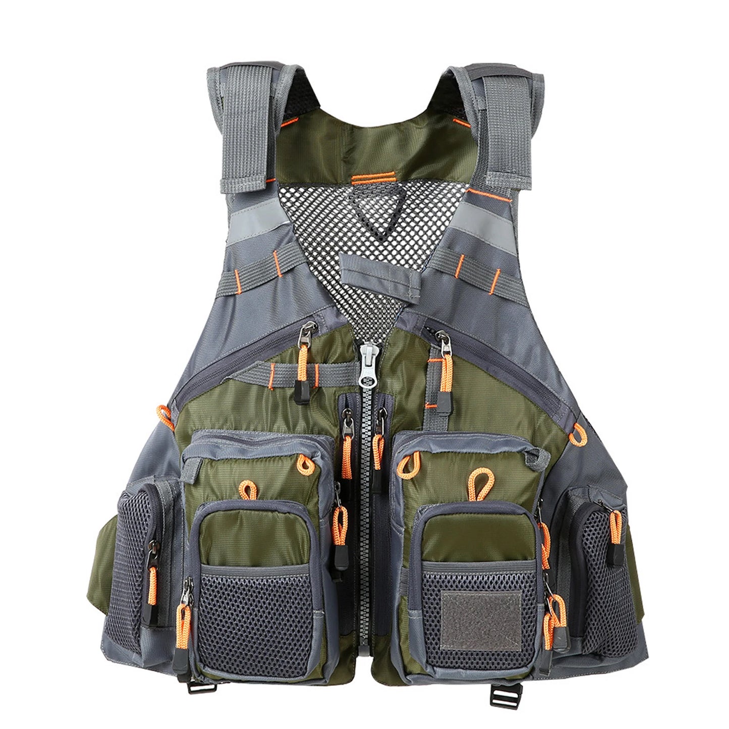 Fishing Vest Adjustable Strap Lightweight Quick Dry Mesh Shoulder Pad Multi-Pocket Vest for Fishing Adventure