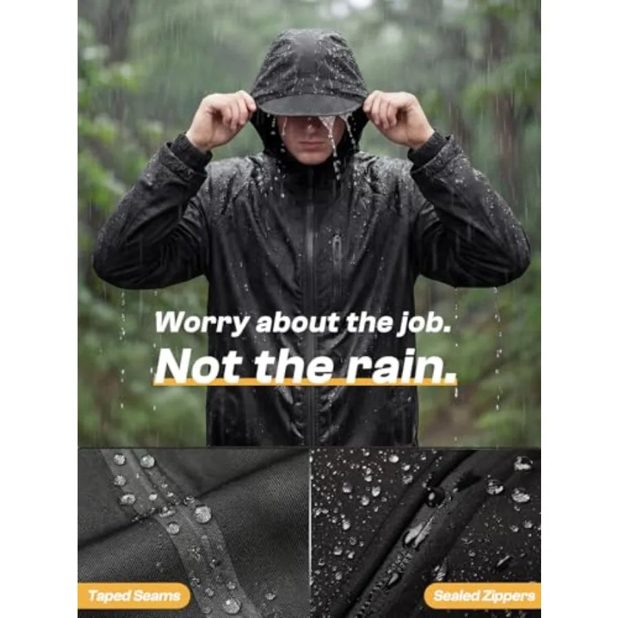 SaphiRose Men's Waterproof Rain Gear 2pcs/set Packable Rain Suit for Working Fishing
