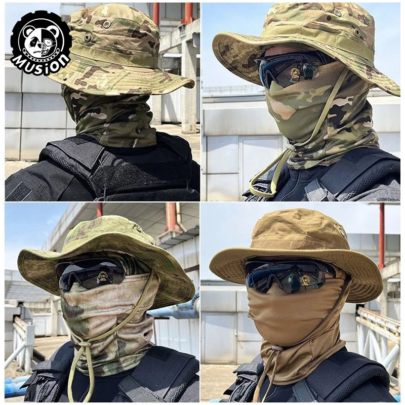 Boonie Hat Balaclava Hat Suit Foldable Hat Sun Protection Fishing Cap Breathable Fisherman Outdoor Hunting Fishing Wide H