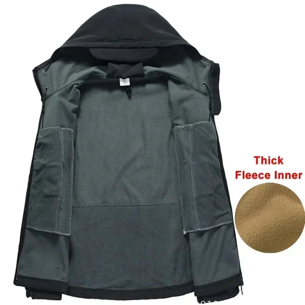 6XL TAD Tactical Men Hunting Hiking Fishing Explore Clothes Suit Camouflage Shark Skin Hunting Waterproof Hooded Jacket+Pants