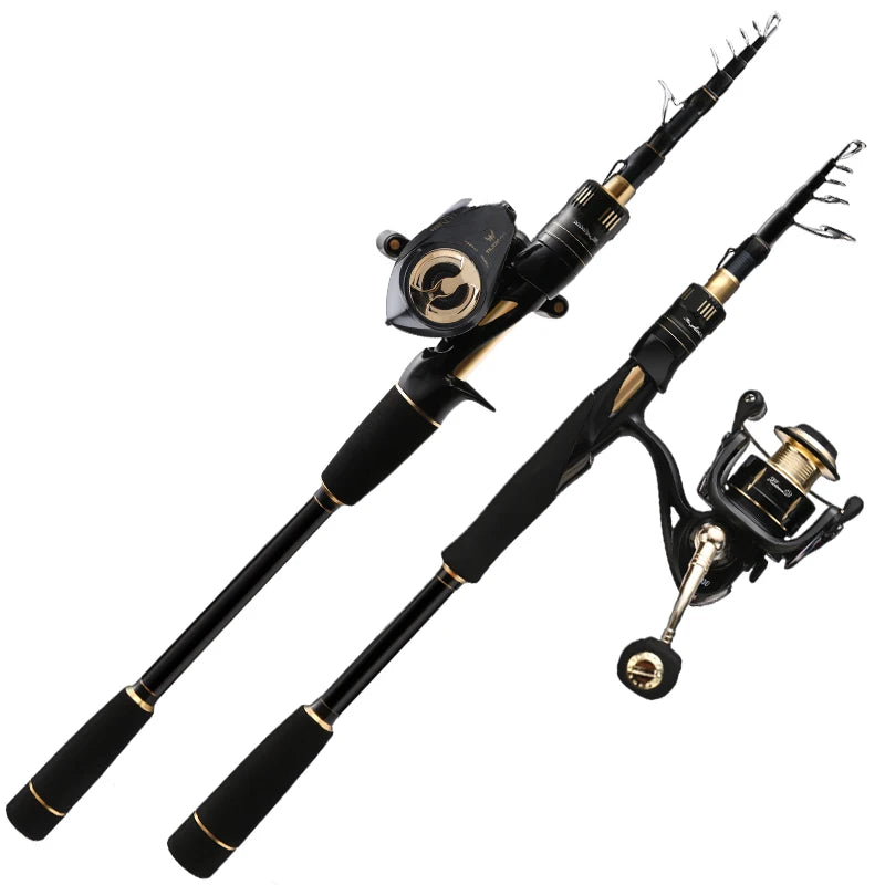 Histar Medusa Easy Carry Tele Spin 1.80m 2.10m 2.40m Full Carbon K Guide Fishing Rod and Baitcasting or Spinning Reel Combo