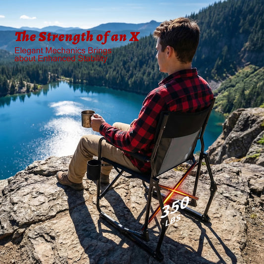 JHK Outdoor Folding Portable Camping Chair Mesh Back Waterproof Armrests Camping Lawn Chair with Sturdy Frame Foldable Seat for Patio Beach Camping
