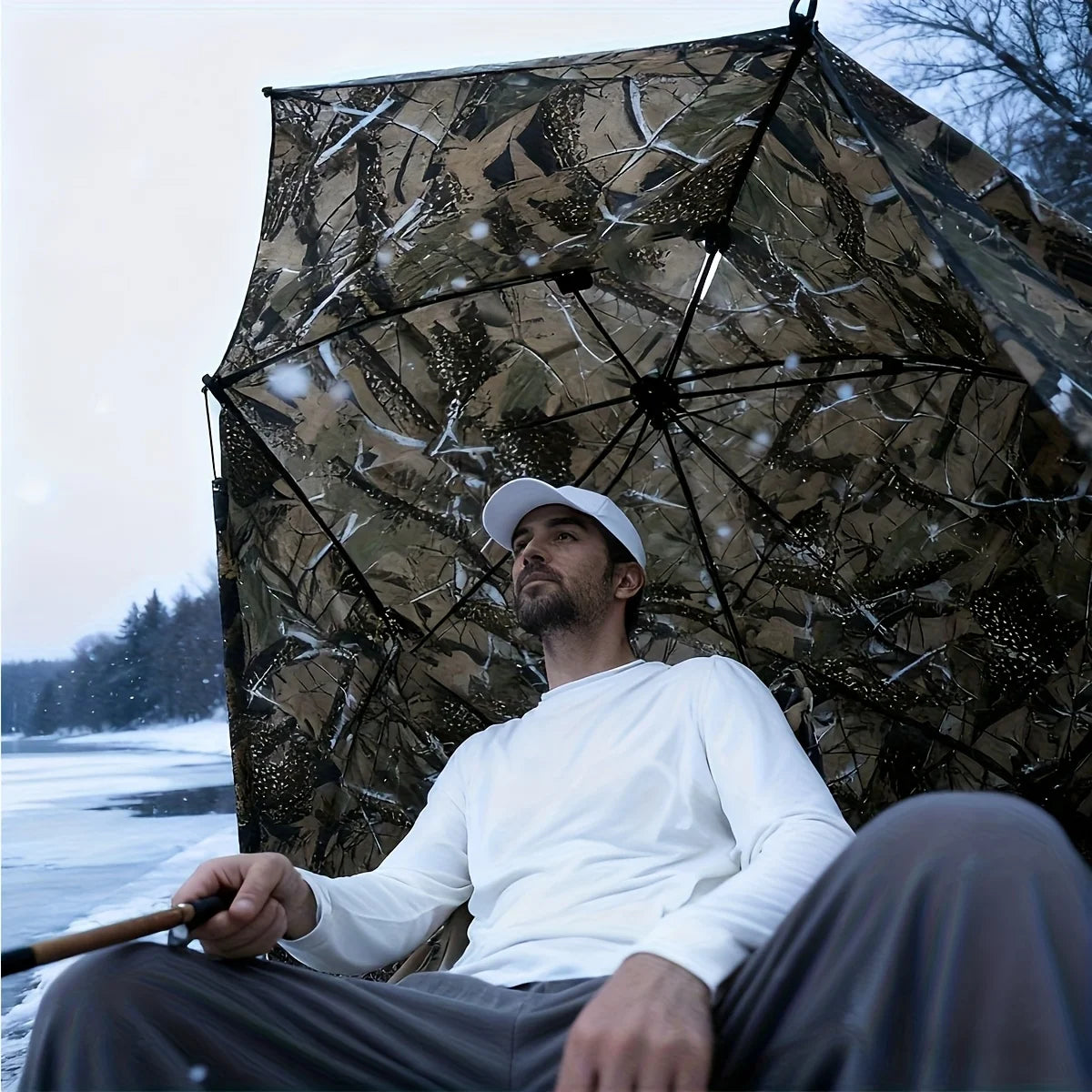 Fishing Hunting Umbrella Shelter for Sun and Rain Protection , Camouflage
