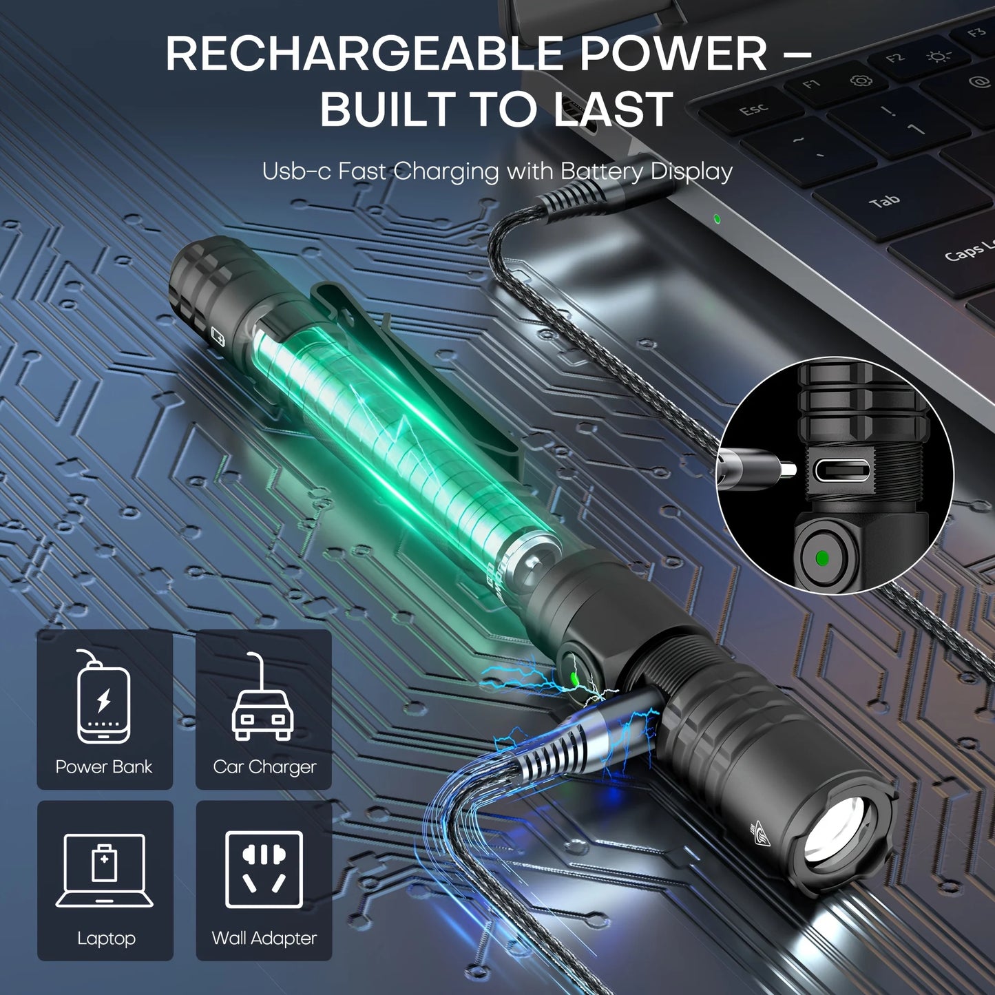 1200 Lumens High Bright EDC Tactical Pen Light, Tail Switch Design with Multiple Light Modes, Portable Flashlight for Daily Lighting, Camping & Work