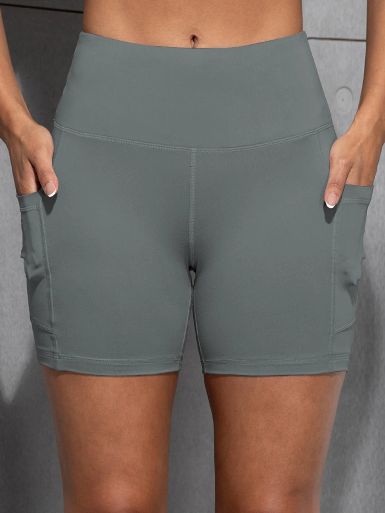 CHRLEISURE Yoga Shorts with Pockets High Waist Butt Lifting Cycling Tight Elastic Slim Running Fitness Women Shorts Sportswear