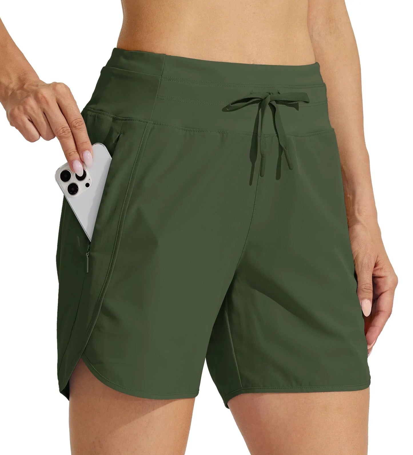 2026 Summer Women High Waist Solid 5 Inch Slim Running Shorts Quick Dry Athletic Hiking Gym Workout Multi Color