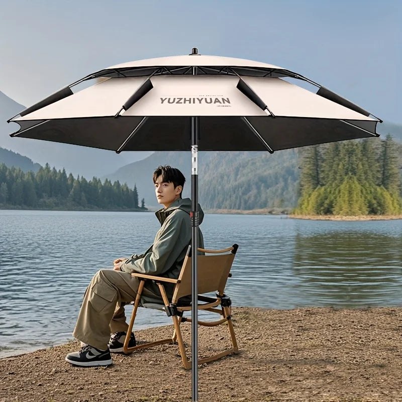 Fishing Sunshade Umbrella, Reinforced, Gear-Adjustable, Bendable Pole, a Labor-Saving Device, Double-Layer Breathable Fabric