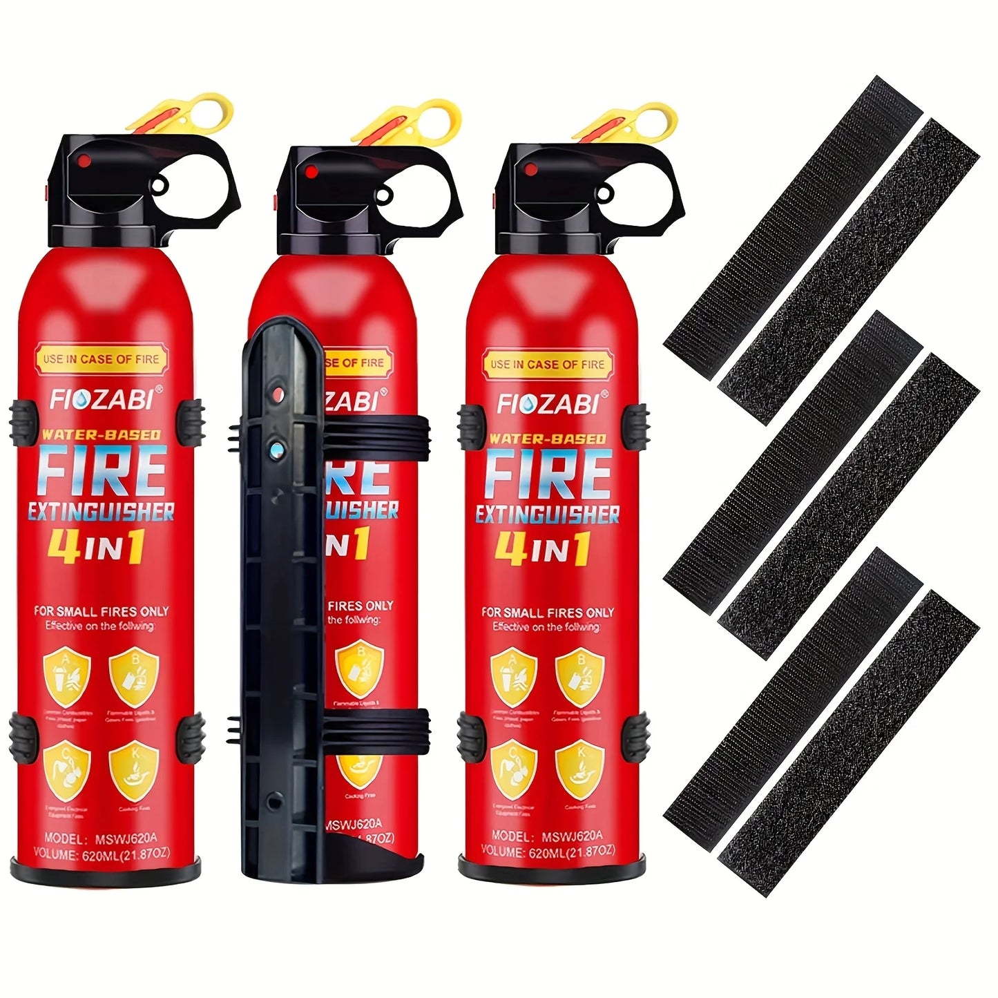 Portable Fire Extinguisher | 4-in-1 Small Fire Extinguisher for Home, Garage, Kitchen, Car | for Electric, Textile And Grease Fires | Non-Toxic, Easy Clean, Wall Mount Include