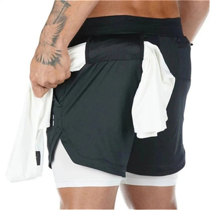 Running Shorts Polyester 2in1 Double Deck Camo Quick Dry Multi-Pocket Breathable Pants 1Pcs Men Casual Soft