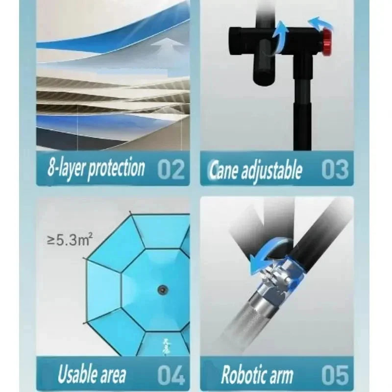 Fishing Umbrella Anti-UV Outdoor Sunshade Protector Waterproof Beach Umbrella Mechanical Arm Camping Backyard Large Parasol
