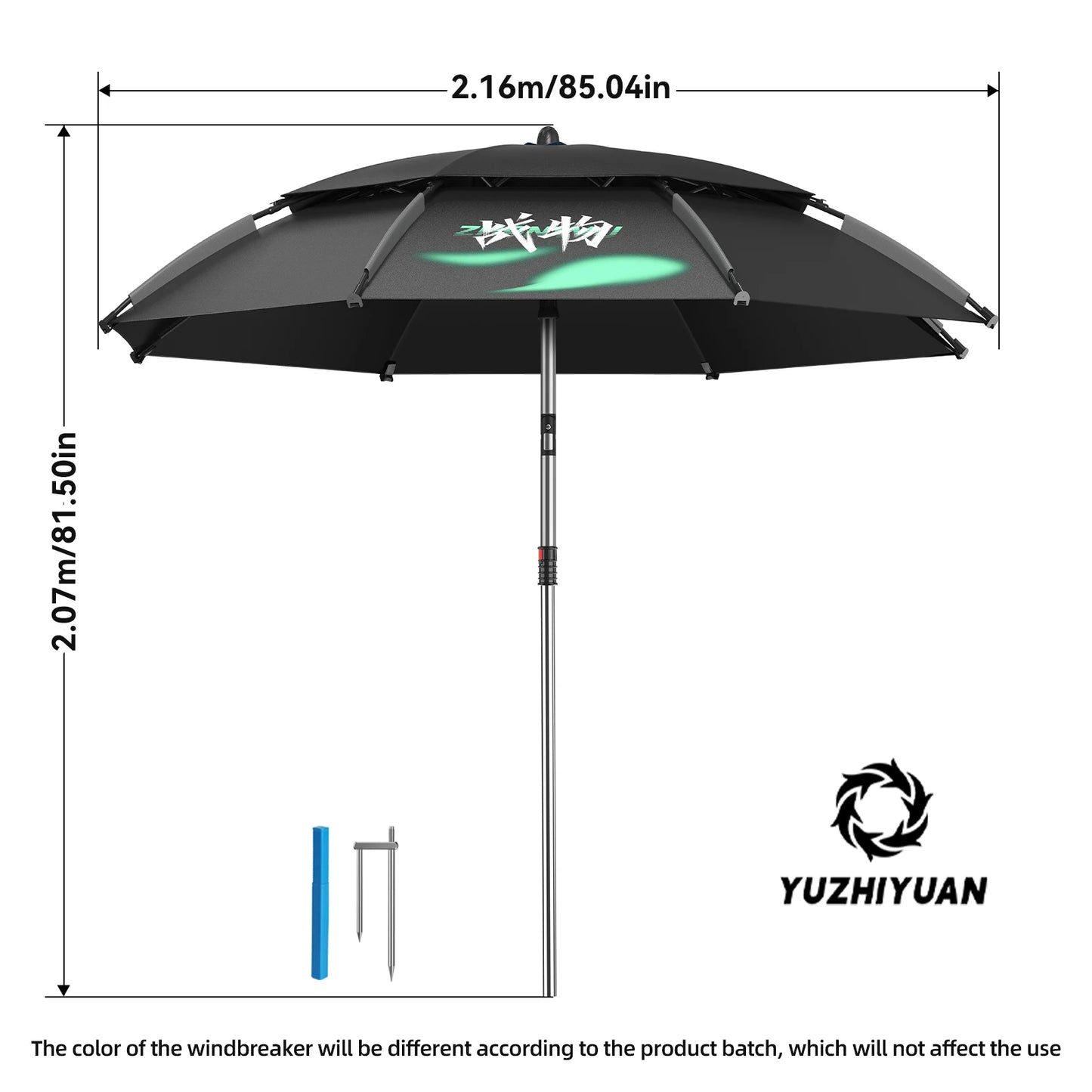 Large Foldable Fishing Umbrella | Beach Sun Umbrella UPF 50+Windproof Portable  Adjustable Durable for Sun Shade