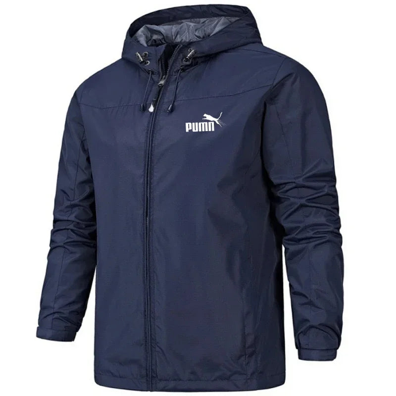 2026 New Men's Hooded Waterproof Jacket Windproof Lightweight Outdoor Camping Hiking Mountaineering Sports Long Sleeve Coat