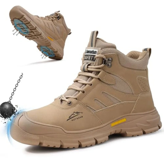 Steel Toe Boots for Men Indestructible High Top Work Shoes for Men Comfortable Safety Shoes Puncture Proof Hiking Construction