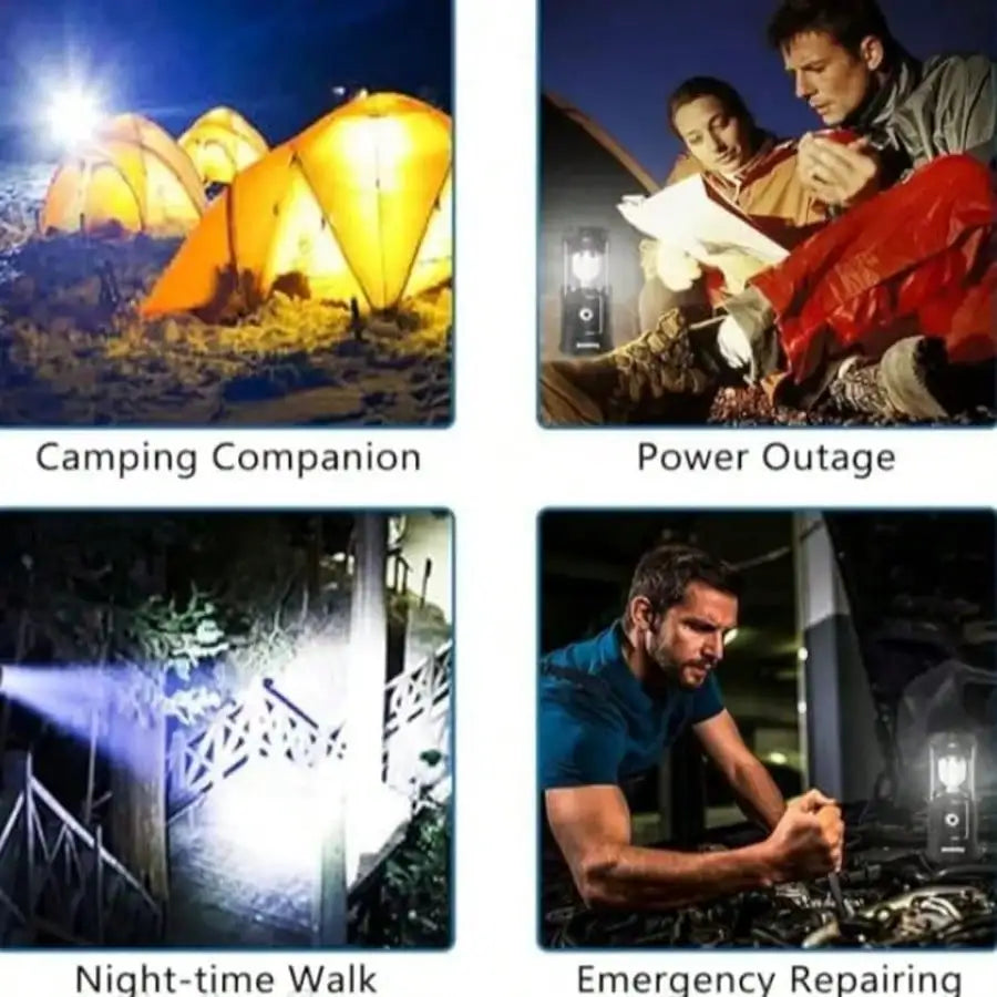 Portable Foldable LED Camping Lamp, Solar Self-Charging Waterproof, Outdoor Hiking, Home Power Outage Emergency Lighting