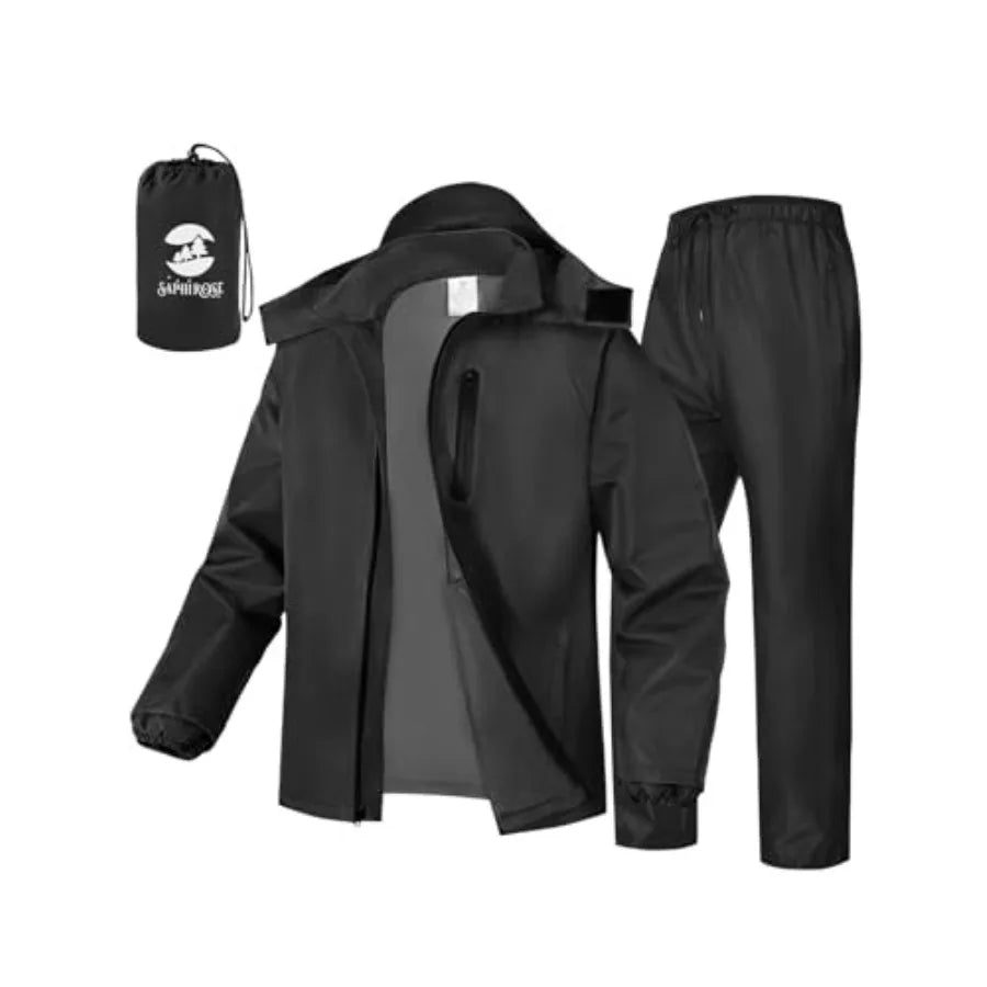 SaphiRose Men's Waterproof Rain Gear 2pcs/set Packable Rain Suit for Working Fishing