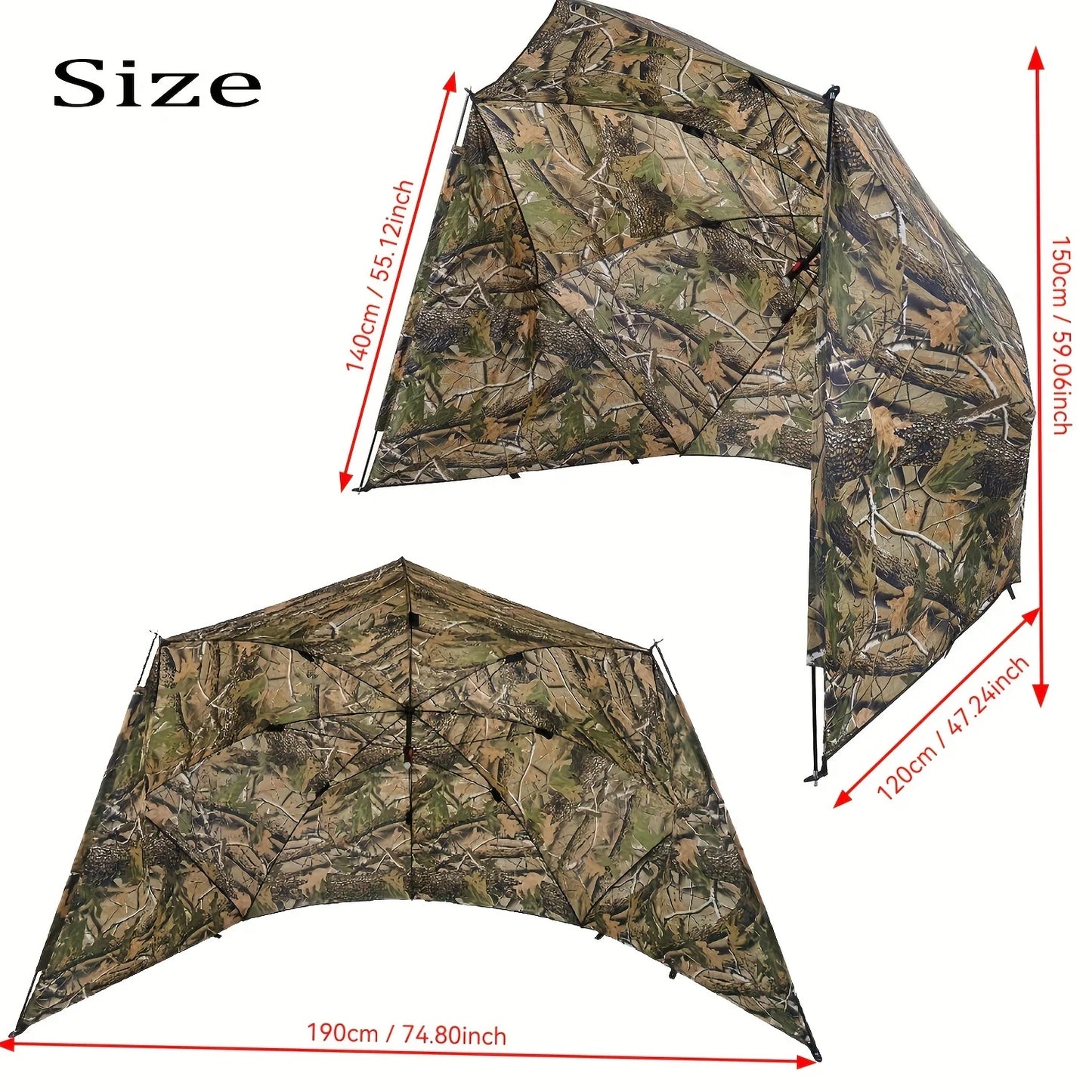 Fishing Hunting Umbrella Shelter for Sun and Rain Protection , Camouflage