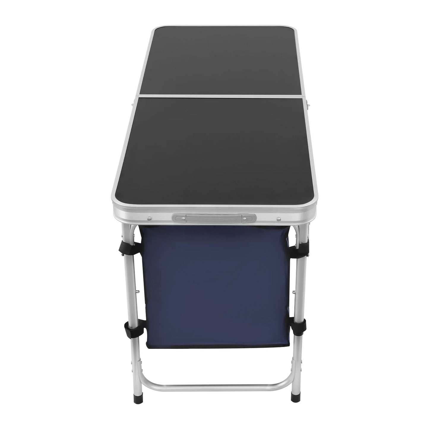 Folding Camping Table Adjustable 21.3-27.6in, Portable Aluminum Table with Storage, 77lbs Capacity for Outdoor