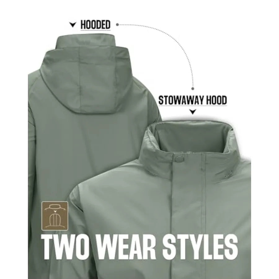 33, 000Feet Men's Packable Rain Jacket Waterproof Lightweight Raincoat Rain Shell with Hood for Outdoor Hiking Golf Travel