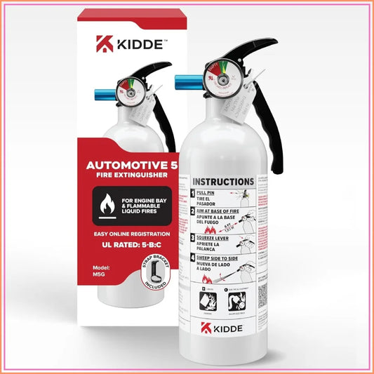 5-B:C Fire Extinguisher for Cars & Trucks, 2 lb Dry Chemical, All-Metal, Easy-Read Gauge