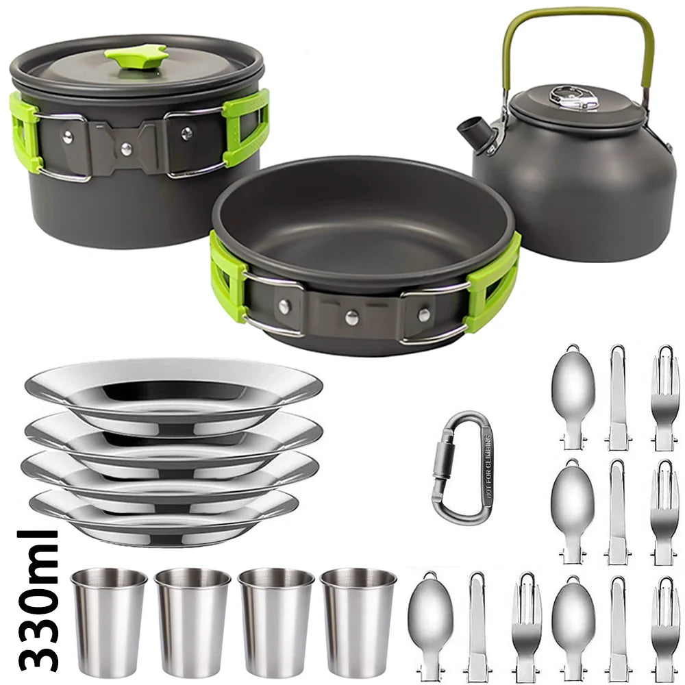 Camping Cooking set Camping Cookware Travel Tableware Outdoor Picnic Set Teapot For 2-3 Peaple Non-stick pots assorted sets