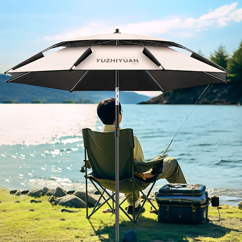 Fishing Sunshade Umbrella, Reinforced, Gear-Adjustable, Bendable Pole, a Labor-Saving Device, Double-Layer Breathable Fabric