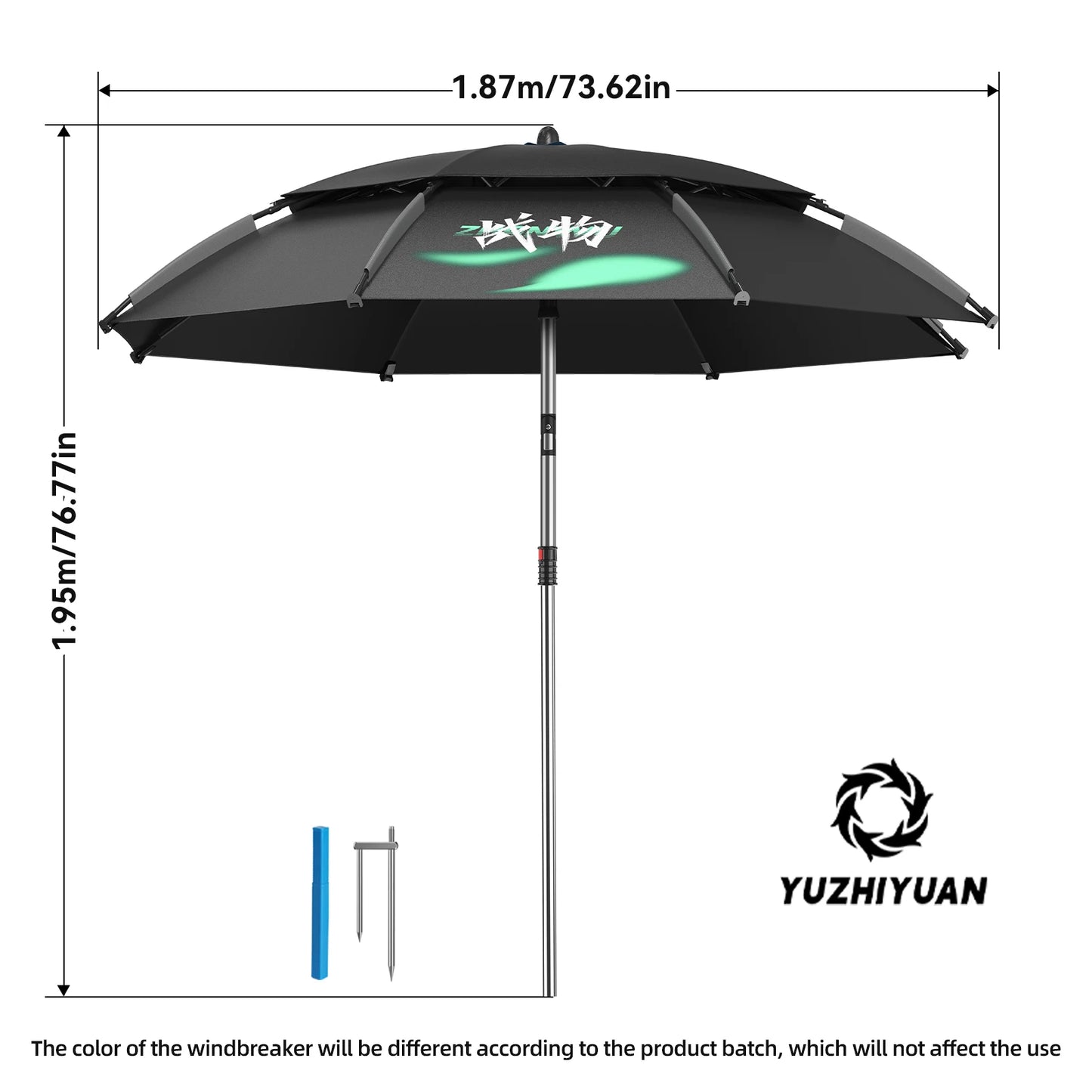 Large Foldable Fishing Umbrella | Beach Sun Umbrella UPF 50+Windproof Portable  Adjustable Durable for Sun Shade