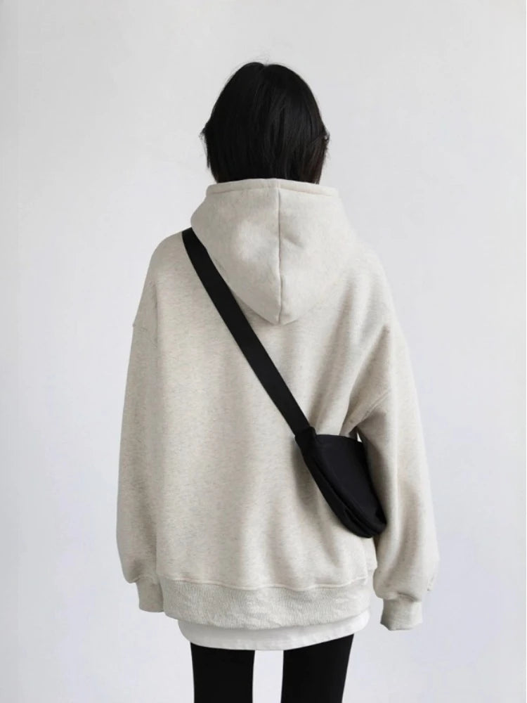 CHIC VEN New Women Sweatshirts Loose Casual Retro Hooded Plush Thick Oversized Female Jacket Pullover Coat Autumn Winter 2025