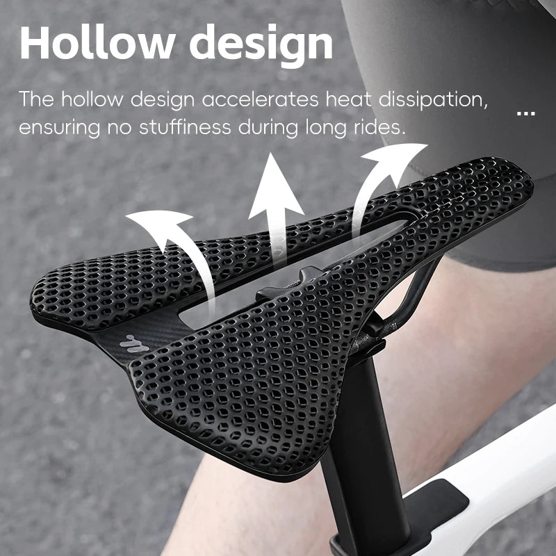 WEST BIKING 3D Printed Bicycle Saddle T700 Carbon Fiber/Titanium Alloy/Cr-Mo Seat Bow Comfort Cushion For Road Bikes 145/150mm