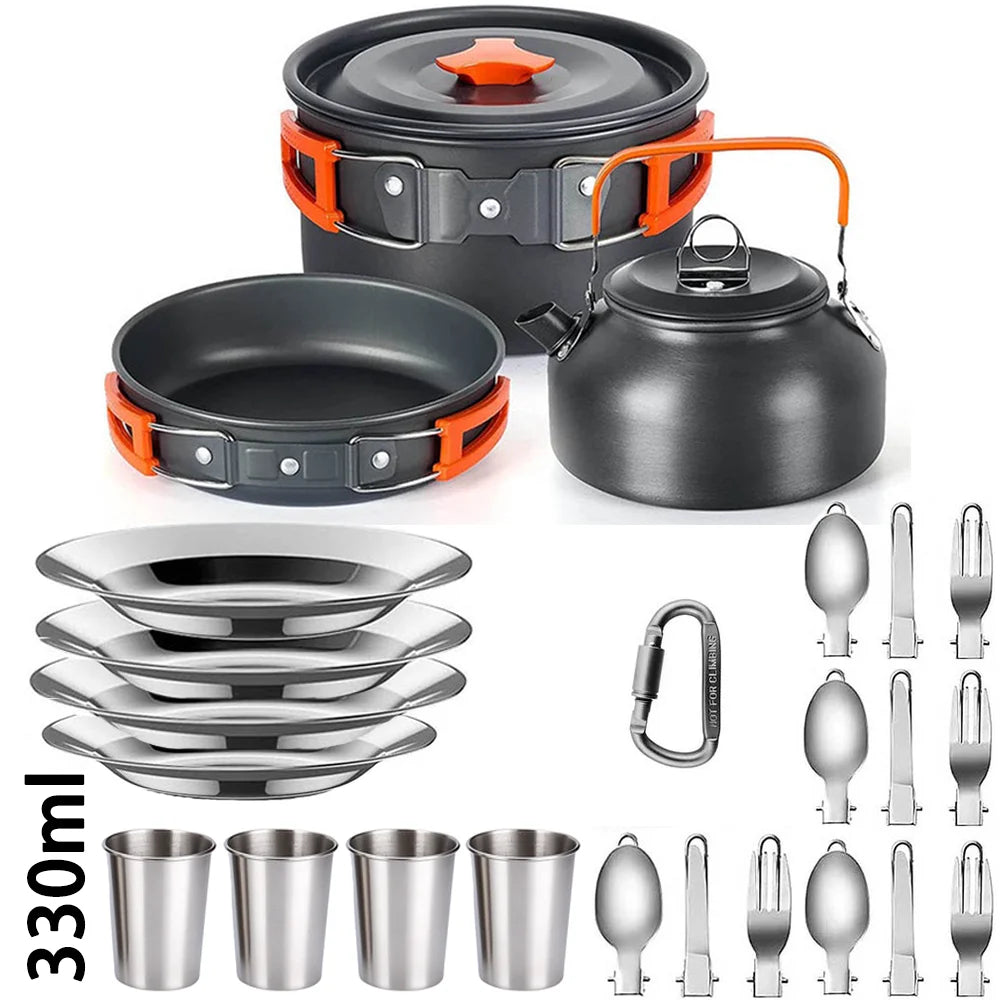 Camping Cooking set Camping Cookware Travel Tableware Outdoor Picnic Set Teapot For 2-3 Peaple Non-stick pots assorted sets