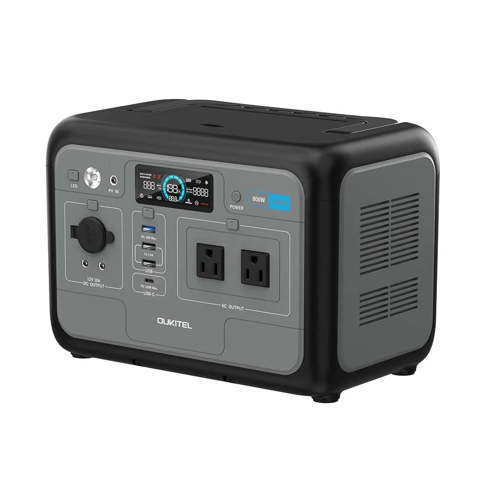 Oukitel P800 Portable Power Station, 512Wh LiFePO4 generator,1600W Peak Solar Generators, 800 wat power source,2x800W AC Outlets Lightweight & Quiet Solar Generator for Camping, Home Emergency, RV & Outdoor Travel