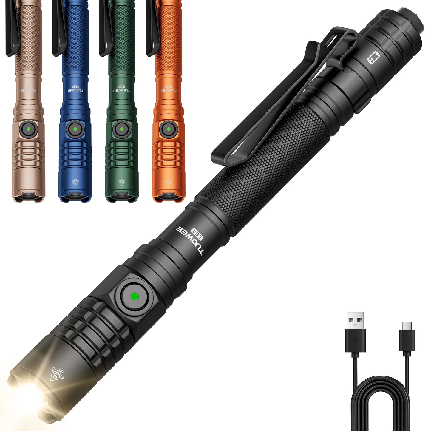 1200 Lumens High Bright EDC Tactical Pen Light, Tail Switch Design with Multiple Light Modes, Portable Flashlight for Daily Lighting, Camping & Work