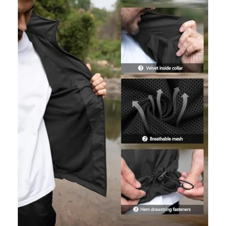 Men's Waterproof Golf Rain Suit Rain Gear Jacket and Pants Lightweight for Golf Fishing Big and Tall S-5XL