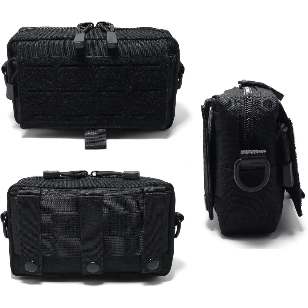 Tactical Admin Pouch Molle EDC Tool Bag Laser-Cut Design EMT First Aid Kit Includes Flag & Cross Patch